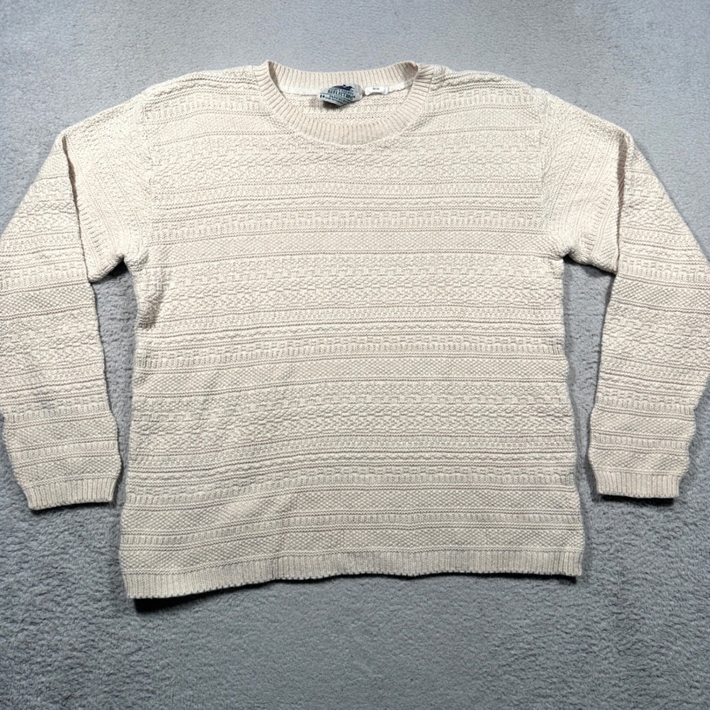 Vintage Northern Reflections Sweater Womens M Cream Textured Knit Canada VTG